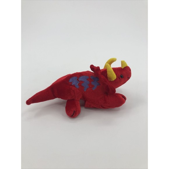 Mary Meyer Red Triceratops Dinosaur Finger Puppet Plush Stuffed Animal Velour 7" - Picture 3 of 12
